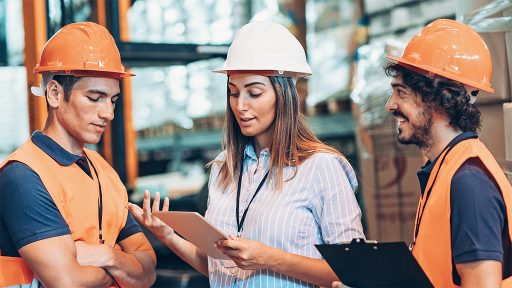 employees with hardhats on