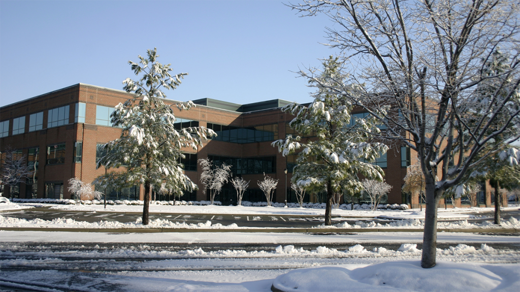 Office building in winter